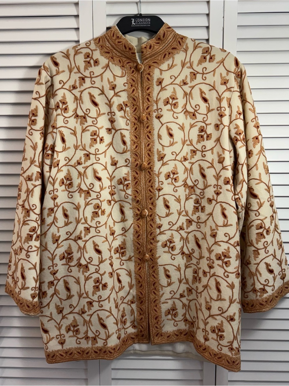 Vintage Hand Embroidered Beige  Kashmiri Women’s Jacket